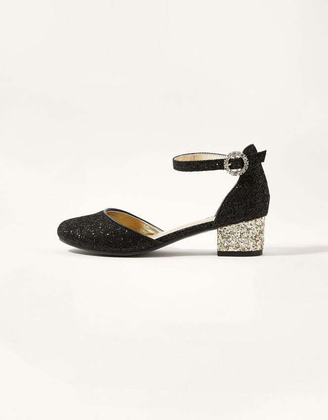 Lace Sequin Two-Part Heel, Black (BLACK), large