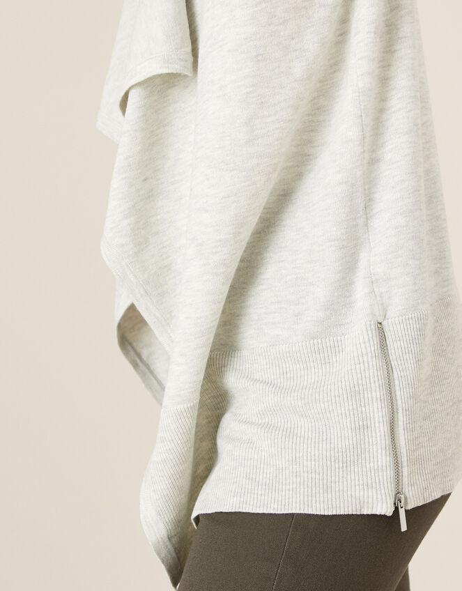 Zip Side Waterfall Cardigan, Grey (GREY), large