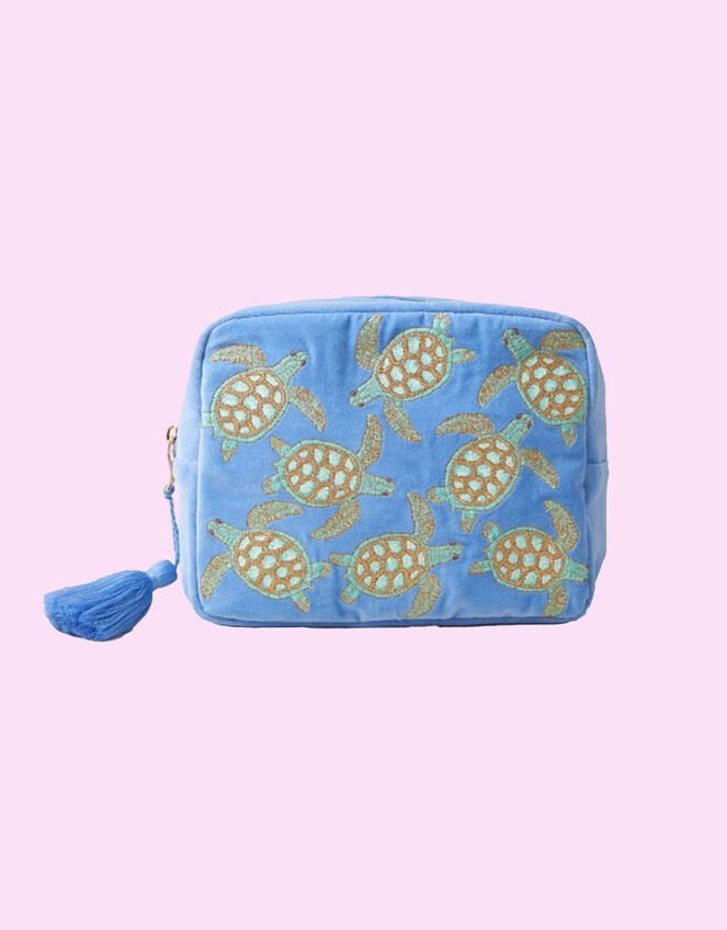 Elizabeth Scarlett Turtle Velvet Wash Bag, , large