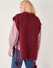 Coco Sleeveless Cable Knit Poncho, Red (BURGUNDY), large