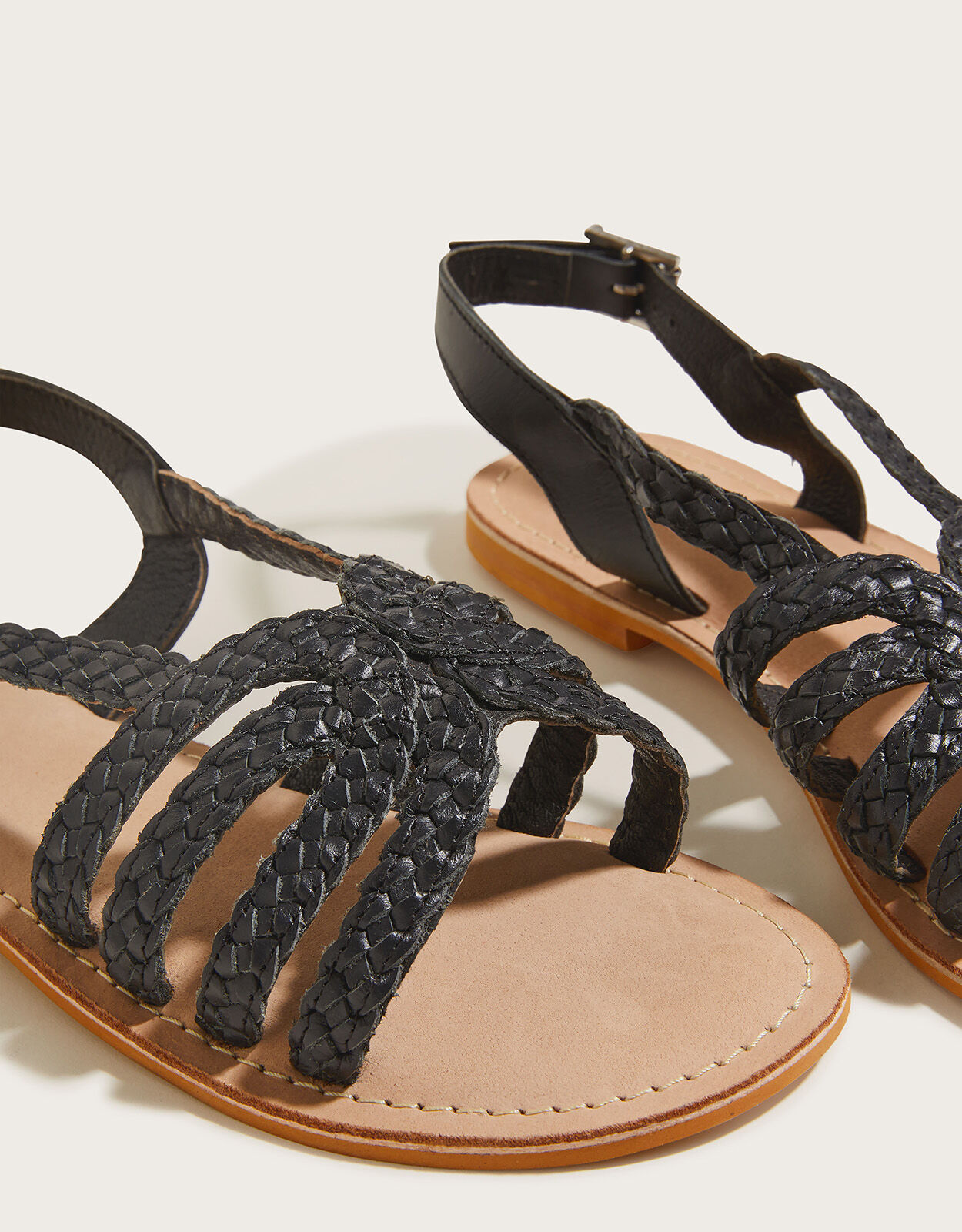 Plaited Leather Sandals Black Women s Shoes Monsoon Global