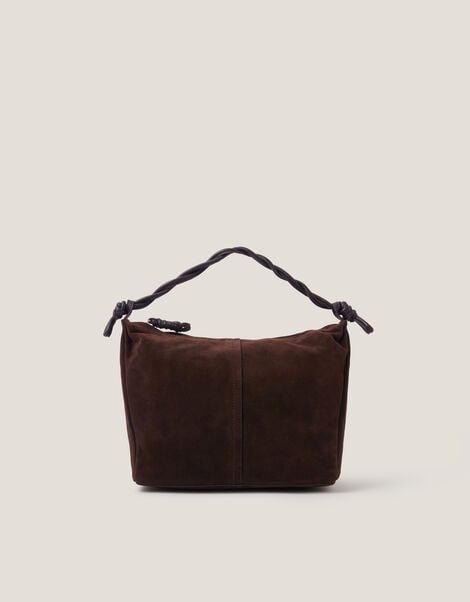 Beth Twist Handle Suede Bag, , large