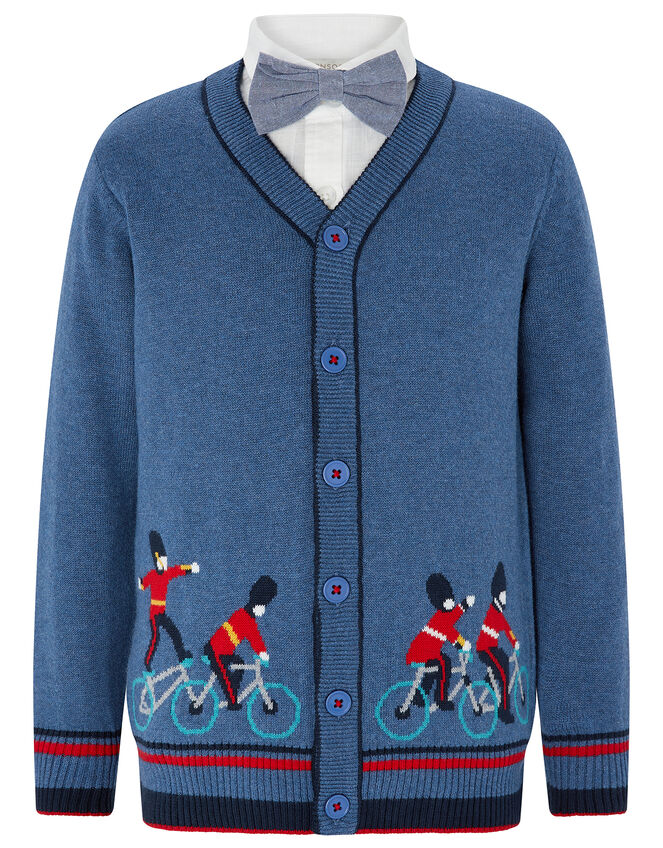 Lenny London Cardigan, Shirt and Bow Tie Set, Blue (BLUE), large