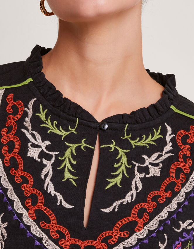 Xoey Embroidered Blouse, Black (BLACK), large