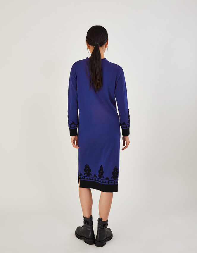 Cornelli Column Dress in Sustainable Cotton, Blue (COBALT), large