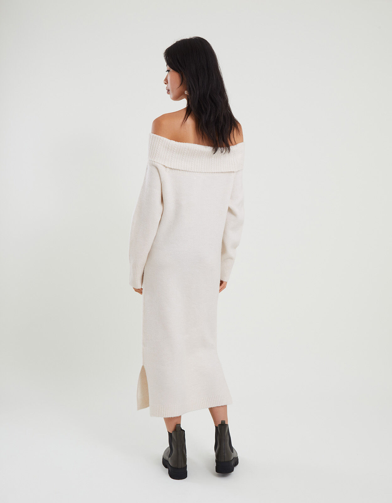 Bardot Maxi Column Dress with Recycled Polyester Ivory