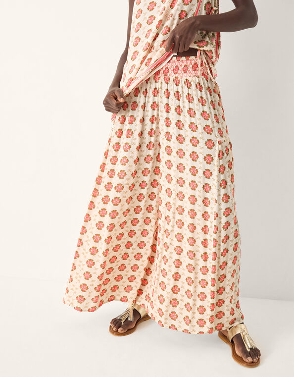 Maddie Floral Print Wide Leg Pants, Ivory (IVORY), large