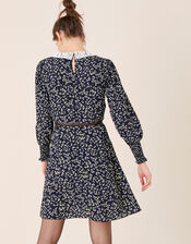 Lace Collar Floral Dress, Blue (NAVY), large
