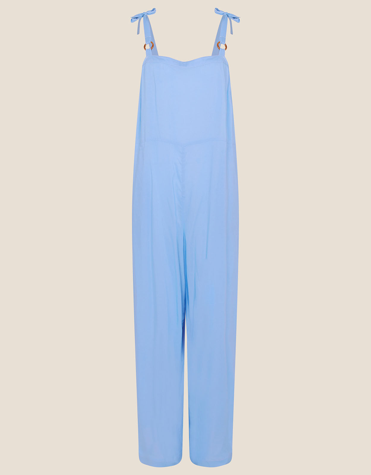 D Ring Wide Leg Plain Jumpsuit Blue