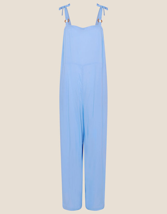 D-Ring Wide Leg Plain Jumpsuit, Blue (BLUE), large