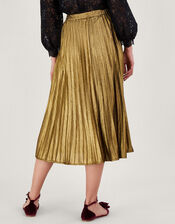 Mia Pleated Midi Skirt, Gold (GOLD), large