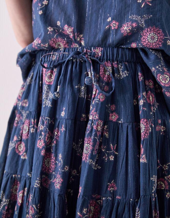 East Layla Floral Midi Skirt, Blue (BLUE), large