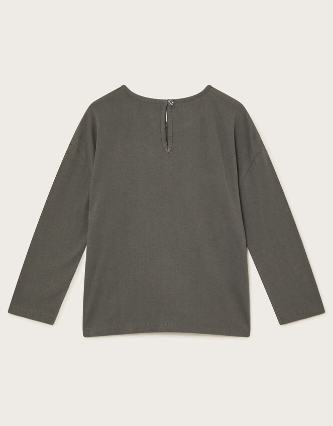 Embellished Long Sleeve Top, Grey (GREY), large