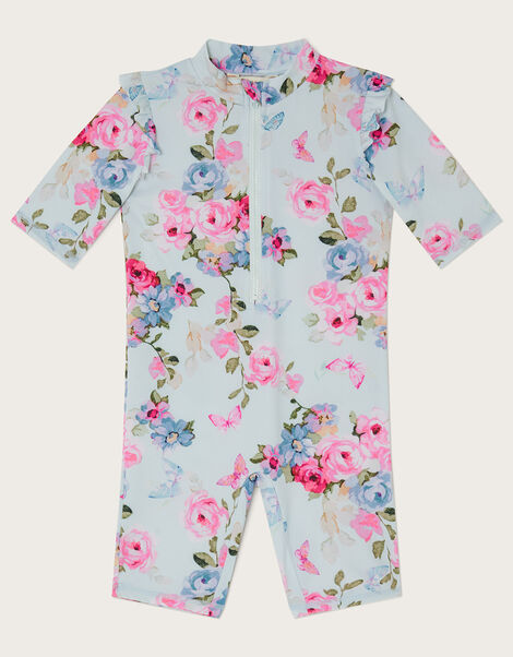 Baby Posey Floral Swimsuit with UPF50+ Protection, Green (MINT), large