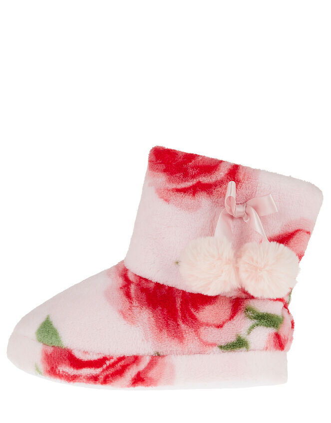Rose Print Soft Slipper Boots, Pink (PINK), large