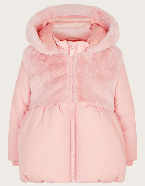 Baby Faux Fur Padded Coat, Pink (PINK), large
