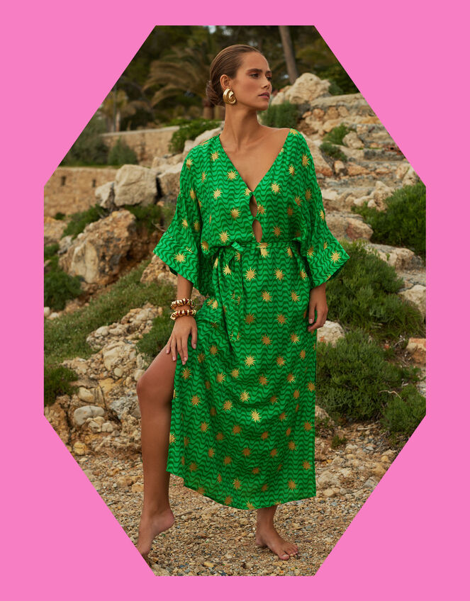 Sundress Leandre Kaftan Maxi Dress, Green (GREEN), large