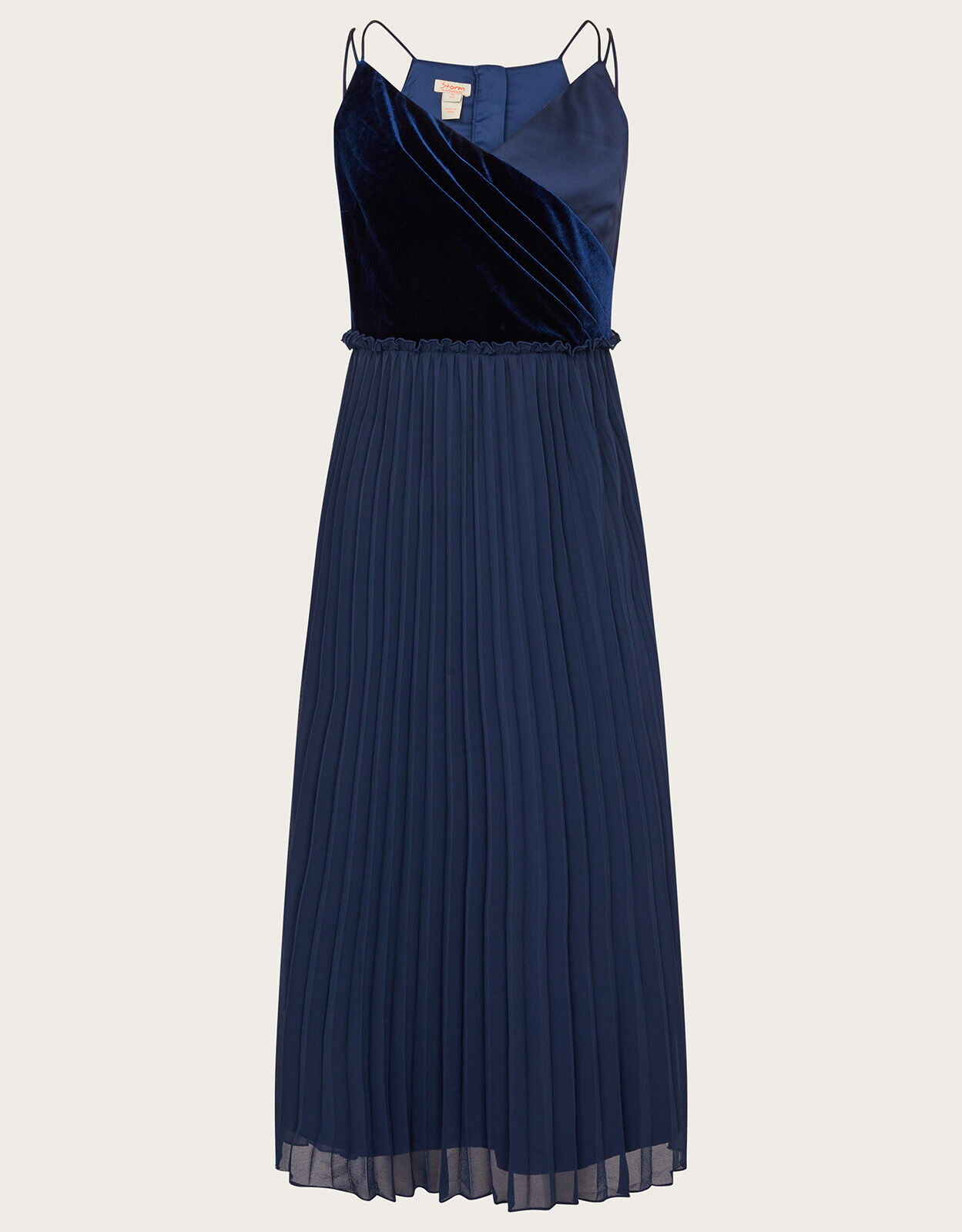 Eloise Velvet Satin Pleated Prom Dress Blue