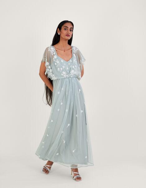 Sophie Embroidered Shorter Length Maxi Dress, Green (SAGE), large