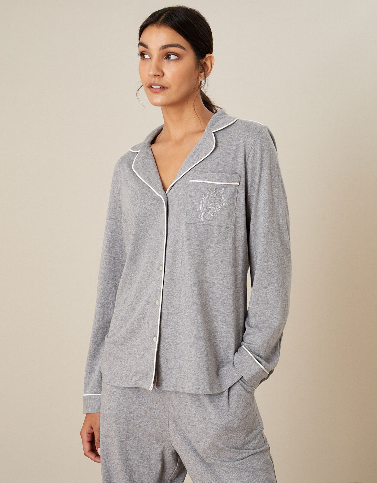 Jersey button down pyjamas sales