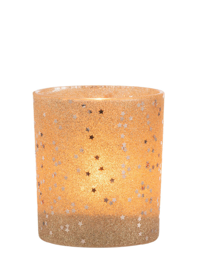 Star and Glitter Tealight Holder, Gold (GOLD), large