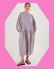 April Meets October May Gingham Dress, Purple (PURPLE), large