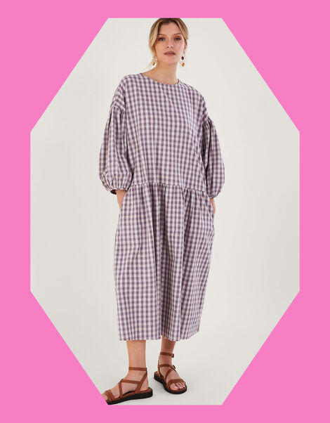 April Meets October May Gingham Dress, Purple (PURPLE), large