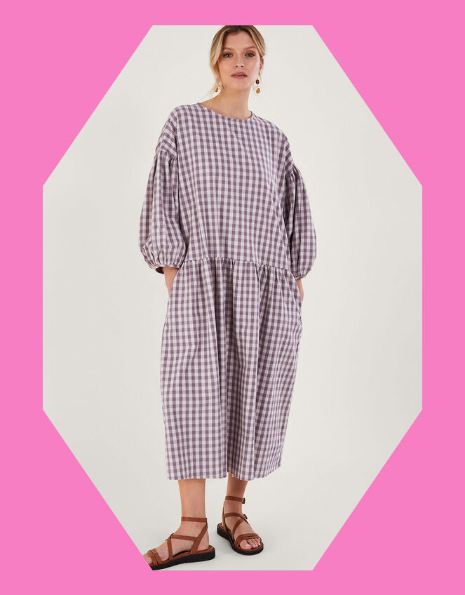 April Meets October May Gingham Dress, Purple (PURPLE), large