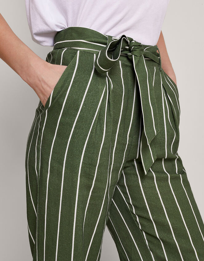 Susan Stripe Trousers, Green (KHAKI), large
