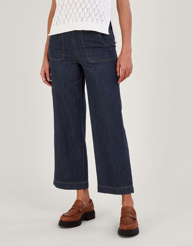 Harper Crop Wide Leg Pull-On Jeans Regular Length, Blue (INDIGO), large