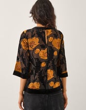 Reese Devoré Polka Dot Top, Black (BLACK), large