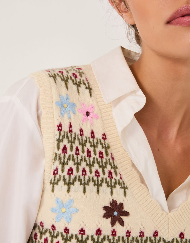 Ella Floral Knitted Vest, Ivory (IVORY), large