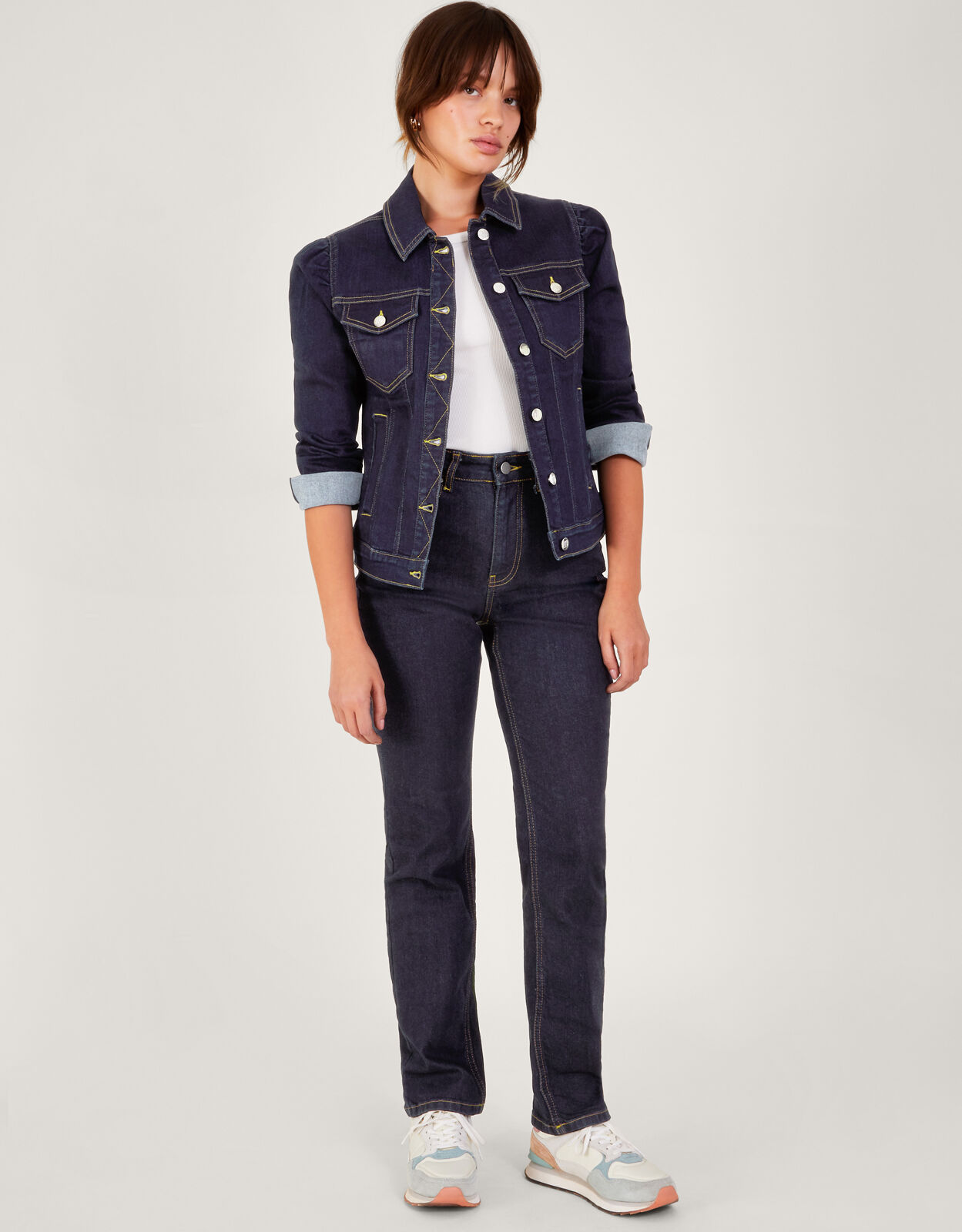Puff arm outlet denim jacket