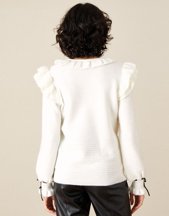 Ruby Ruffle Stitch Jumper with Recycled Fabric, Ivory (IVORY), large