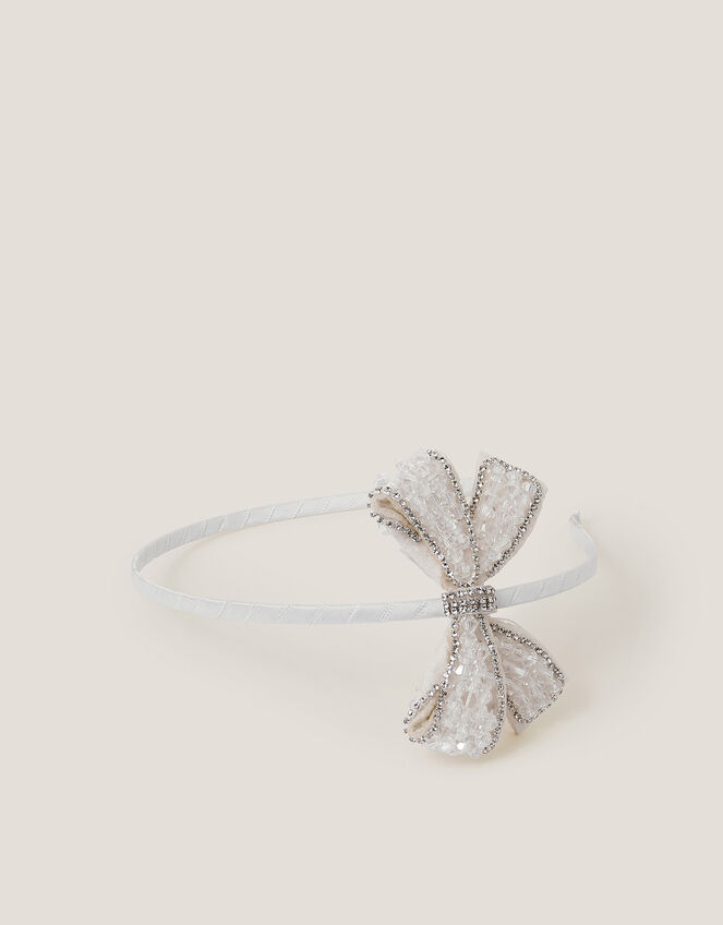 Beaded Bow Headband, Ivory (IVORY), large
