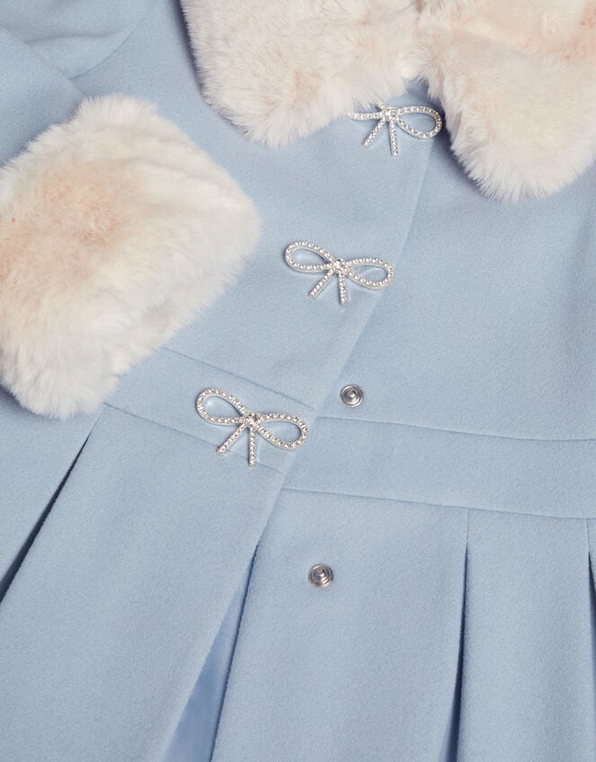 Isabella Faux Fur Collar Coat, Blue (BLUE), large