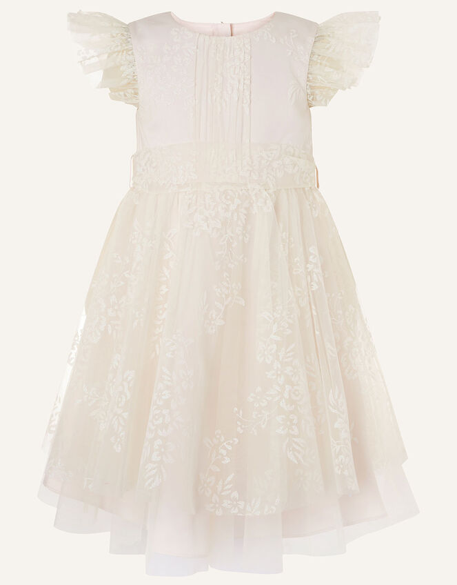 Glitter Print Tulle Dress, Natural (CHAMPAGNE), large