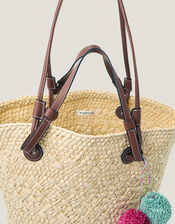 Yvie Woven Raffia Basket Bag, , large