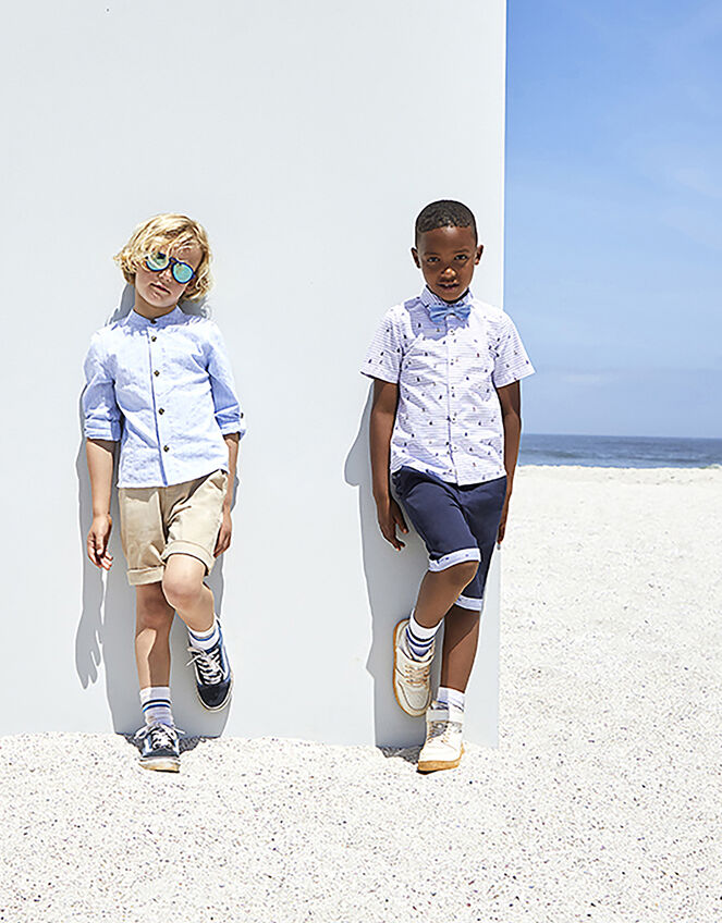 Sonny Stripe Shirt and Shorts Set, Blue (BLUE), large