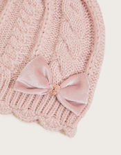 Scalloped Beanie Hat with Recycled Polyester, Pink (PINK), large