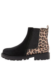 Natasha Leopard Chelsea Boots, Black (BLACK), large