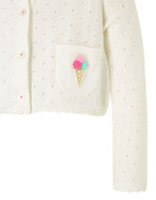 Baby Ice Cream Knit Cardigan, Ivory (IVORY), large