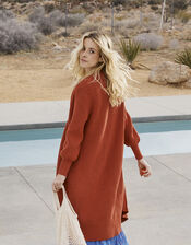 Ruby Cotton Rib Maxi Cardigan, Orange (RUST), large