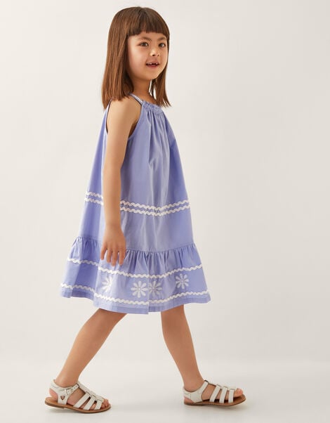 Amalfi Floral Ricrac Sleeveless Dress, Blue (BLUE), large