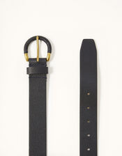 Leather Summer Buckle Belt, Blue (NAVY), large