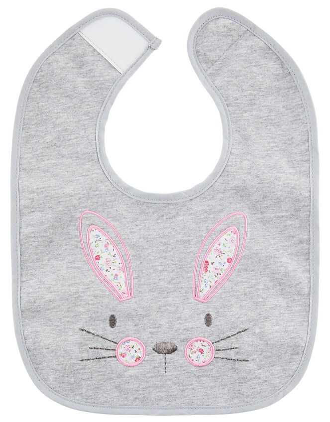 Baby Bunny Hat and Bib Set, Gray (GREY), large