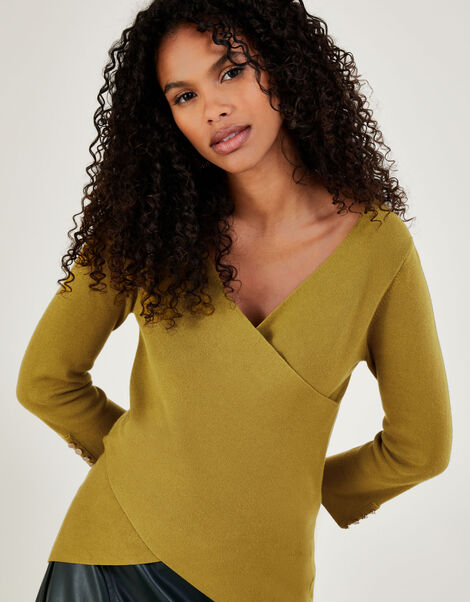 Smart Wrap Jumper with LENZING™ ECOVERO™  Green, Green (CHARTREUSE), large