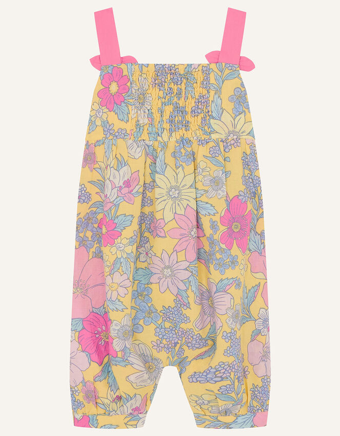 Baby Floral Jumpsuit in Linen Blend, Yellow (YELLOW), large