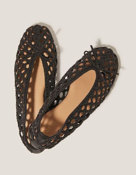 Betsy Woven Ballet Flats, Black (BLACK), large