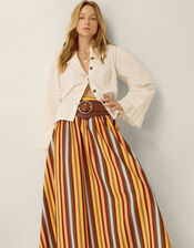 Sydney Stripe Midi Skirt, Yellow (MUSTARD), large